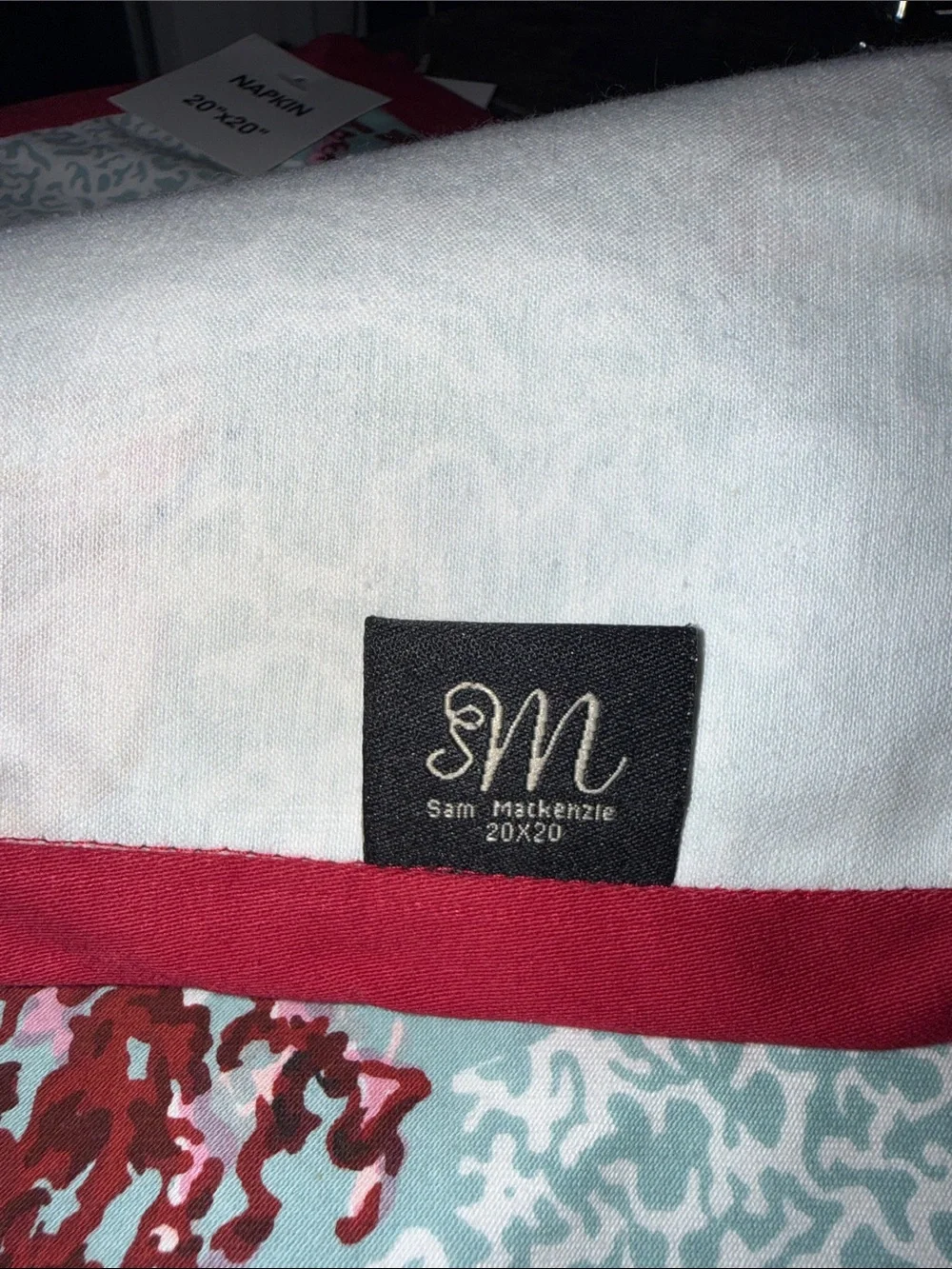 Ocean Coral Print Kitchen Towel Set with Red Trim
